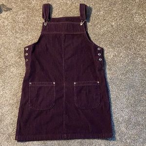 Purple corduroy overall dress